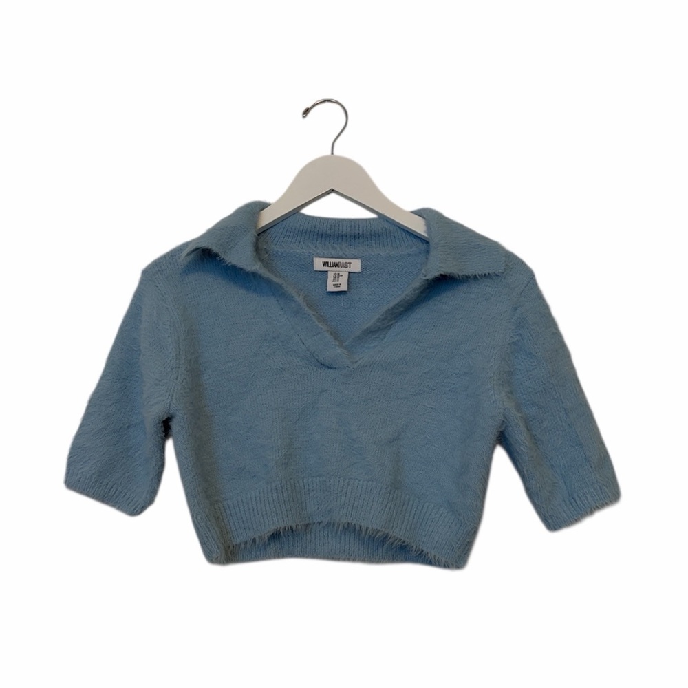 William Rast Cropped Fuzzy Polo, Medium